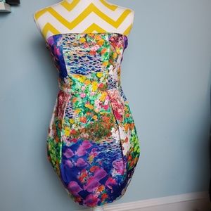 🐠Nwt strapless fish & floral mini dress size 6